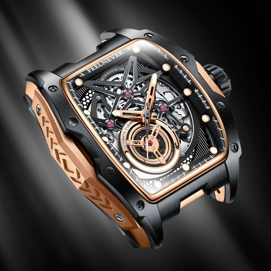 FeelNever Armbanduhr Automatik, Edelstahl, Schwarz, Herren - Bild 2