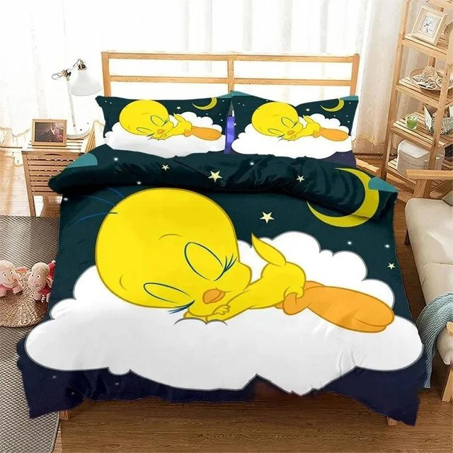 Lodestar Bettwäscheset Tweetys Vogel mit Bettbezug und Kissenbezug, Blau, 3-teilig, B: 264 cm, B: 228 cm - Bild 1