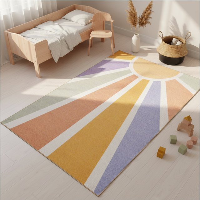 Spielteppich TRAUN von Kadima Design in Bunt mit Sonnenstrahlen-Motiv, rutschfest, B/T: 160 x 230 cm - Bild 1