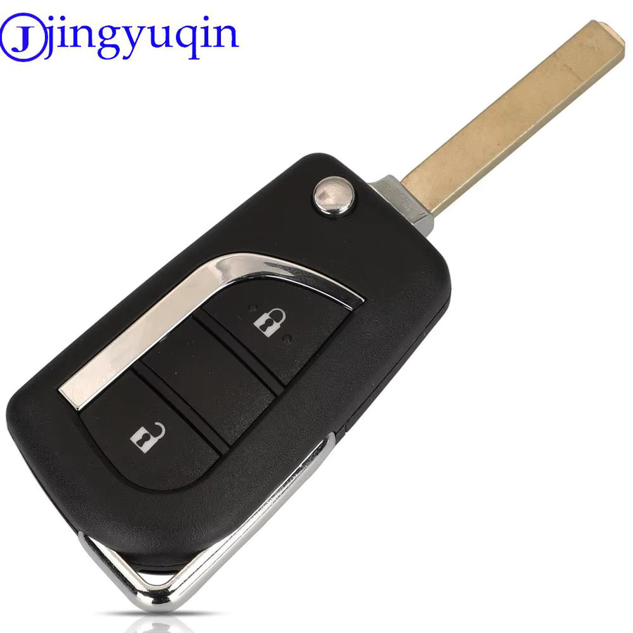 Jingyuqin Ersatz Auto Fernbedienung Schlüsselgehäuse für Toyota AYGO, 2 Tasten, 433 MHz, ID70 Chip, Schwarz - Bild 2