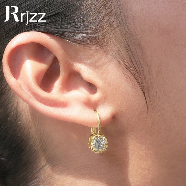 Rrjzz Brisur-Tropfenohrringe, 14 Karat vergoldetes Silber, Zirkonia, Damen - Bild 1