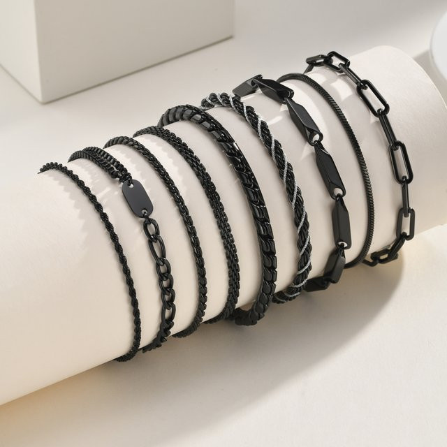 Vnox Armband, Edelstahl, Schwarz, Herren - Bild 1