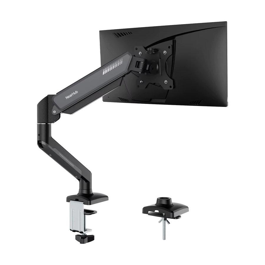 NearHub Einzelmonitor-Arm-Montagehalterung für 13–32 Zoll Bildschirme bis 9 kg, voll bewegliches Gelenkstativ mit C-Klemme, Schwarz-Grau - Bild 5