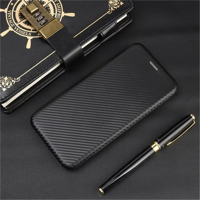 Magnetische Flip-Schutzhülle mit Carbon-Faser-Muster für Xiaomi Poco F8 Pro Ultra F7 F6 X6 X5 M6 in Schwarz und Grün mit Kartenfach - Bild 1