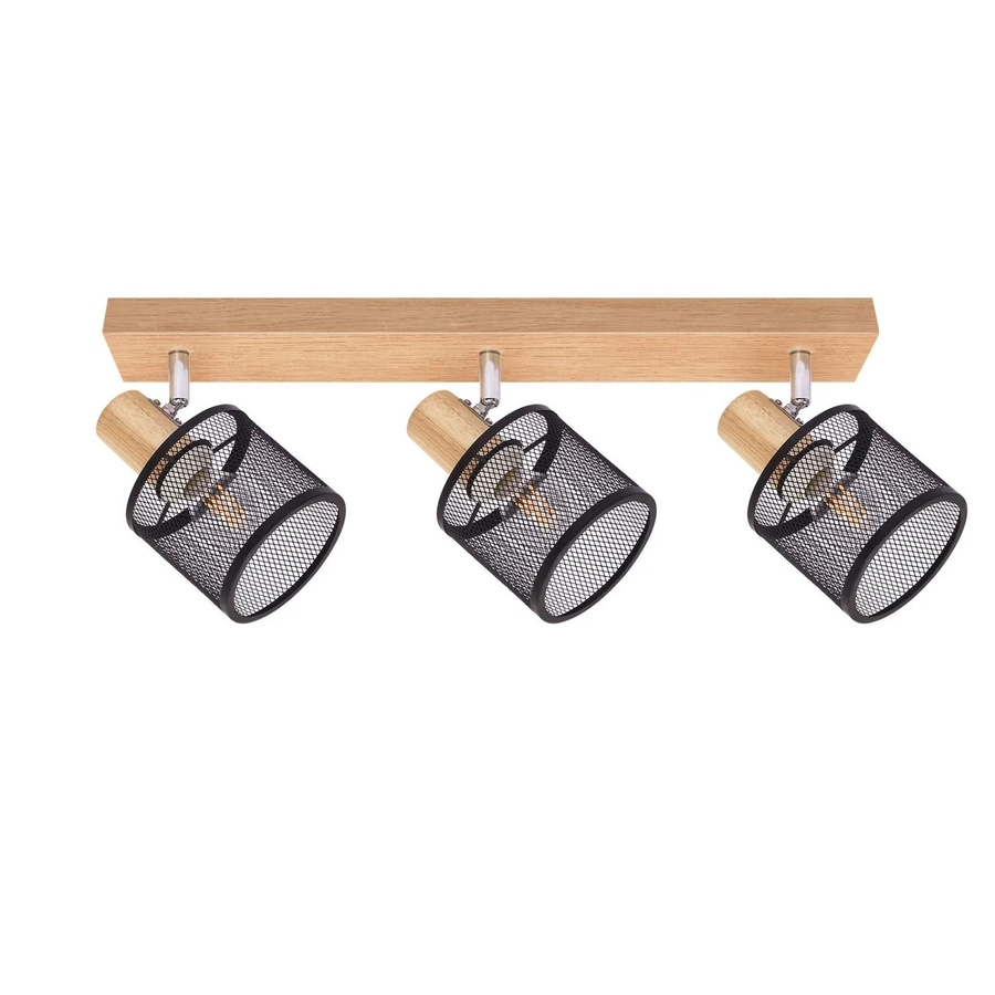 NETTLIFE Deckenstrahler Industrial Design aus Holz und Metall in Schwarz mit 3x E14 Fassungen und verstellbaren Leuchten - Bild 2