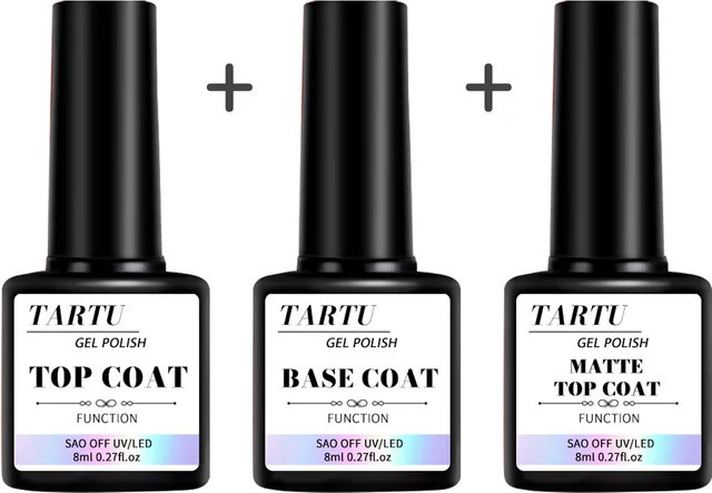 Gel-Nagelkunst-Set mit Grundlack, Diamant-Top-Coat und mattem Oberteil, 8 ml - Bild 1