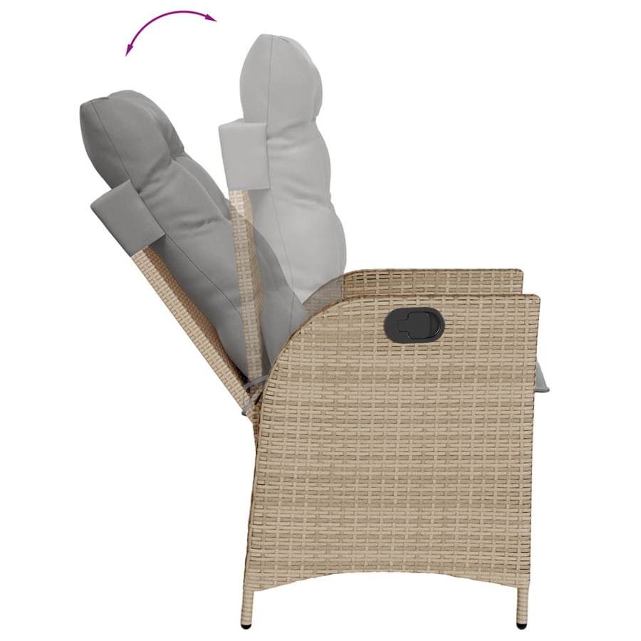 vidaXL 9-teilige Garten-Essgruppe aus Polyrattan mit Kissen in Beige - Bild 3