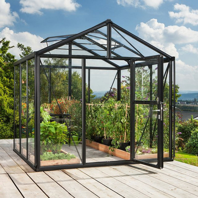 Vitavia Gewächshaus Zeus mit Satteldach und Stalltür, schwarz, 6,25 m² - Bild 5