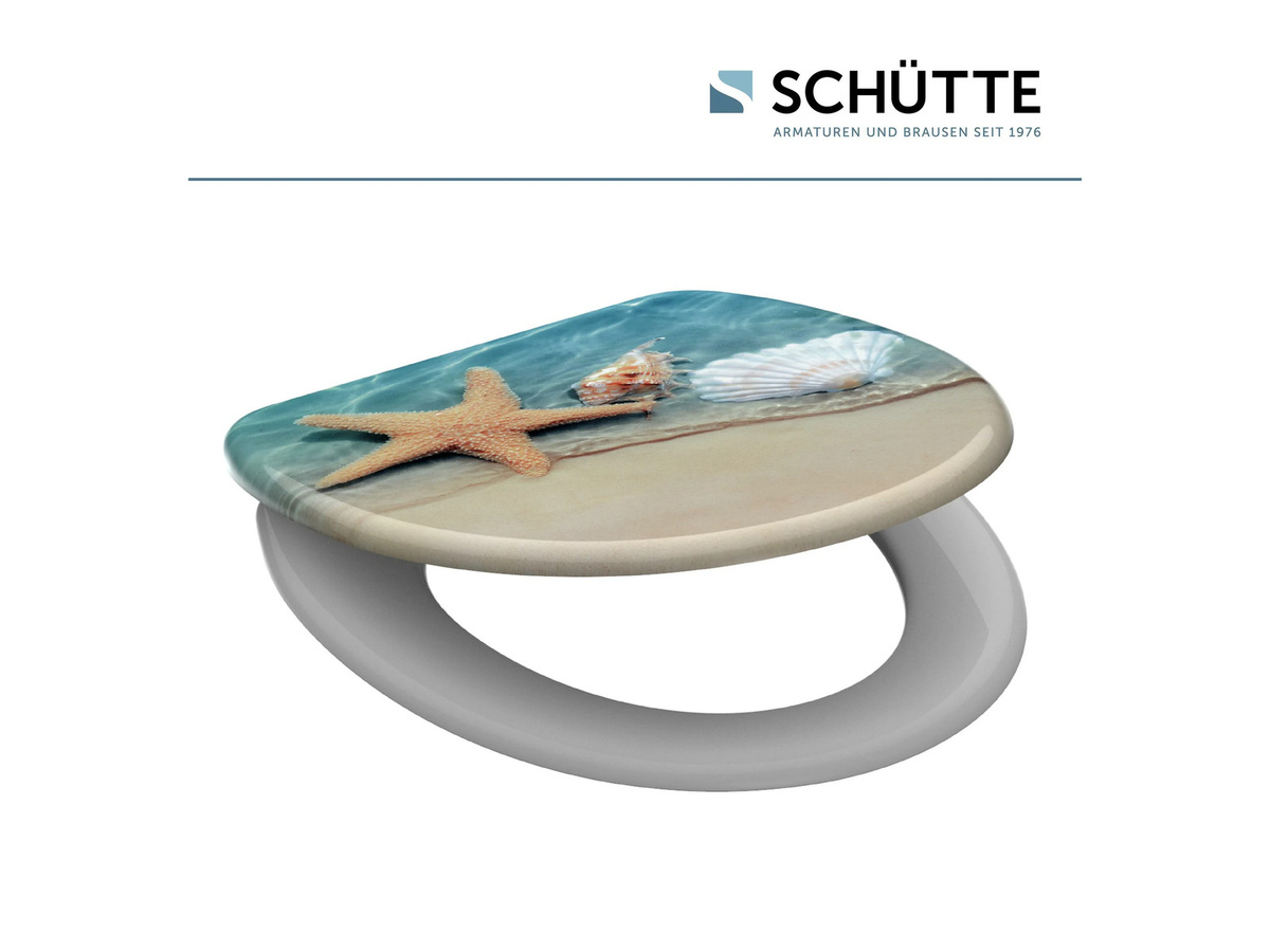 SCHÜTTE WC-Sitz aus Duroplast mit Absenkautomatik, oval, bunt, B/T/H: 44,8 x 37,4 x 1,95 cm - Bild 1