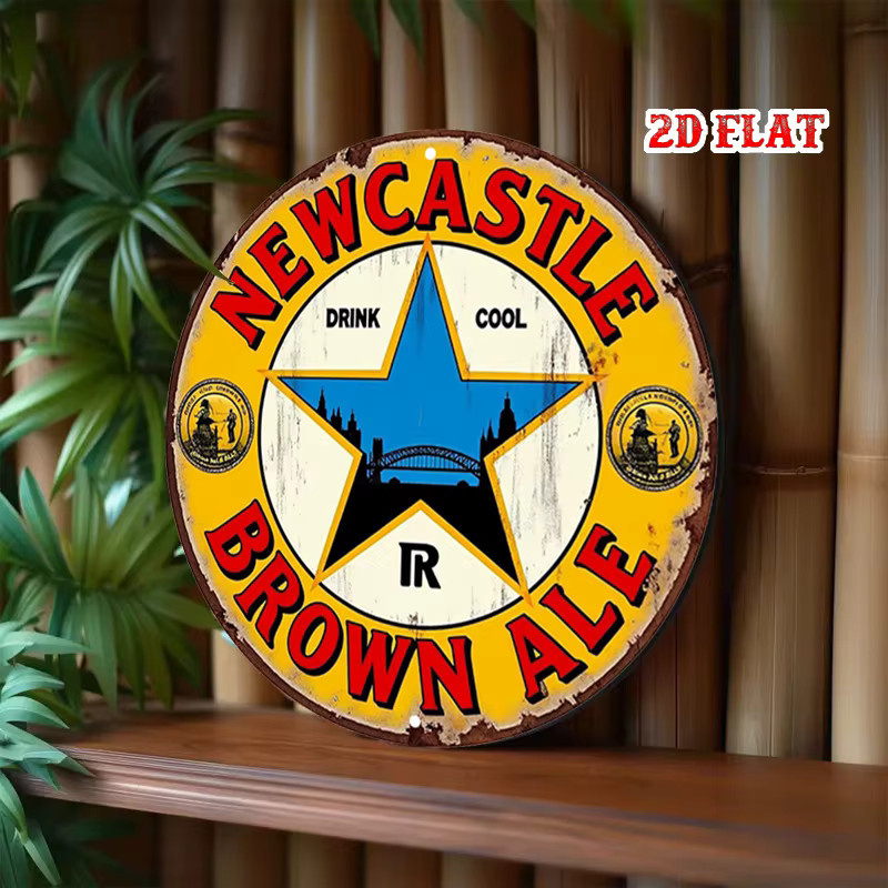 Newcastle Brown Ale Vintage Metallblechschild von Potdemiel, rundes Aluminium-Wandkunst-Schild in Multicolour, Durchmesser: 19,99 cm - Bild 5