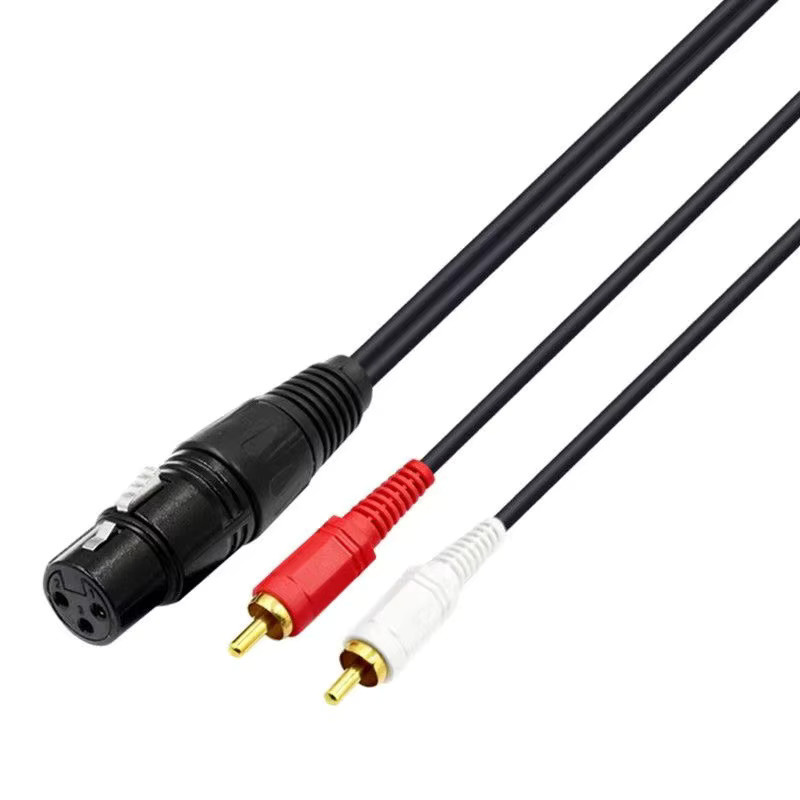 HUALIWEN XLR auf Dual RCA Audiokabel Set, XLR-Stecker auf Dual Lotus One Point Two Mixer-Kabel, Schwarz - Bild 3
