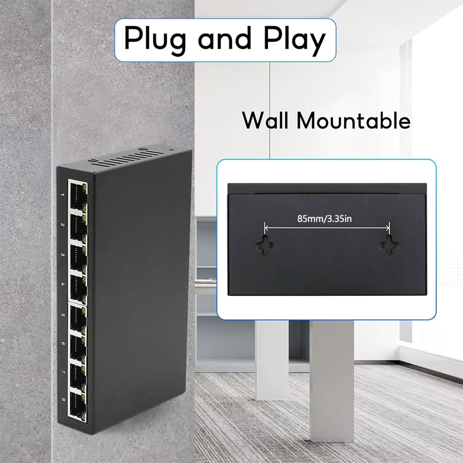 Tellyee Gigabit Ethernet Fast Switch RJ45 Multi-Port-Datenswitch für Büro und Heim-PC - Bild 3