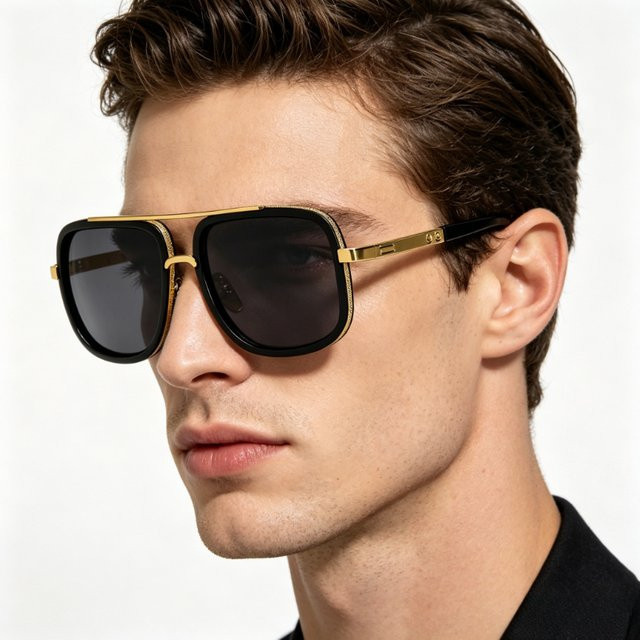 Vintage Fashion Punk Sonnenbrille, eckig, Vollrand, Herren - Bild 1