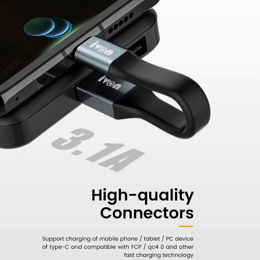MIIQNUS USB-Datenkabel als Schlüsselbund für Smartphone und Tablet mit USB-C, Micro-USB und USB-A in Schwarz und Gold - Bild 5