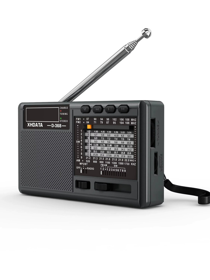 XHDATA D-368/D-328 Tragbares Stereo-Radio mit Bluetooth, FM, AM, SW, MP3-Player, USB und TF-Karte, Schwarz - Bild 7
