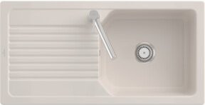 Villeroy & Boch Spüle Linara 60 Flächenbündig aus Keramik in Beige mit Ablaufgarnitur und Handwaschbecken CeramicPlus - Bild 1