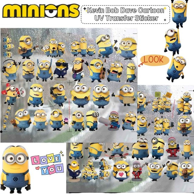 Minions Kevin Bob Dave, UV-Transfer-Sticker, Wasserfeste Aufkleber - Bild 1