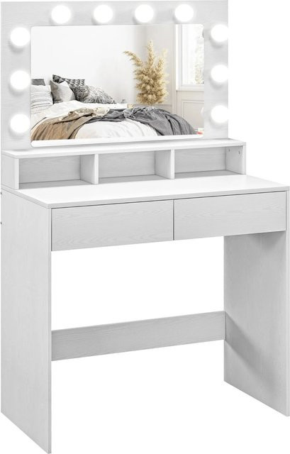 HOMCOM Schminktisch in Weiß mit Glas und Spanplatte im nordischen Design, B/T/H: 80 x 40 x 135 cm - Bild 1