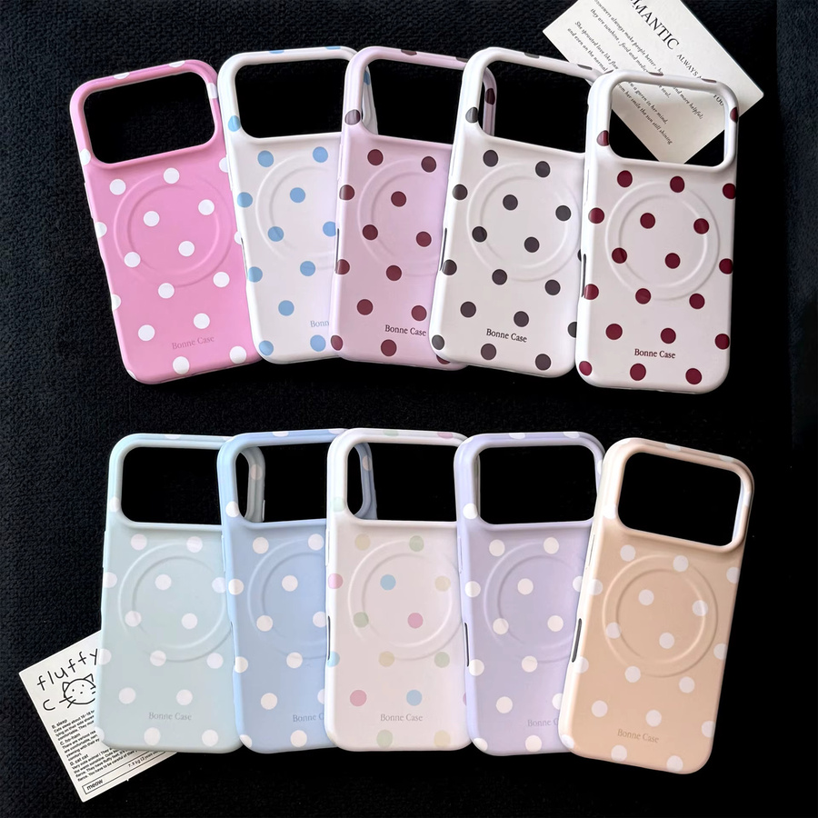 Stoßfeste Handyhülle im Koreanischen Design mit buntem Polka-Dot-Muster und Magnetverschluss für iPhone 17 16 15 14 Pro Max, Farbe: Multicolour - Bild 2