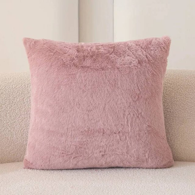 HASE FiFi Dekorative Kissenbezüge aus Kunstpelz, quadratisch, Pink, B/T/H: 43 x 43 x 43 cm - Bild 1
