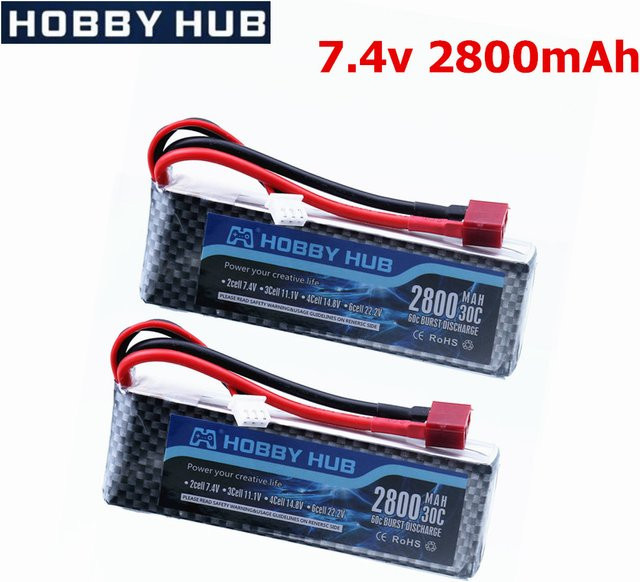 Wltoys Lipo-Akku 2S 7,4V 2800mAh mit T-Stecker für RC Auto und Boot - Bild 1