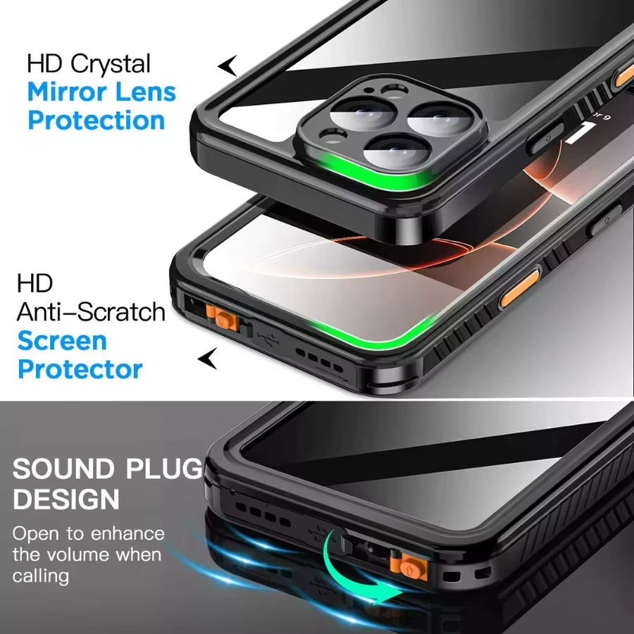 Wasserdichte iPhone Schutzhülle aus Aluminium mit IP68 Zertifizierung für Unterwasseraufnahmen in Schwarz - Bild 3