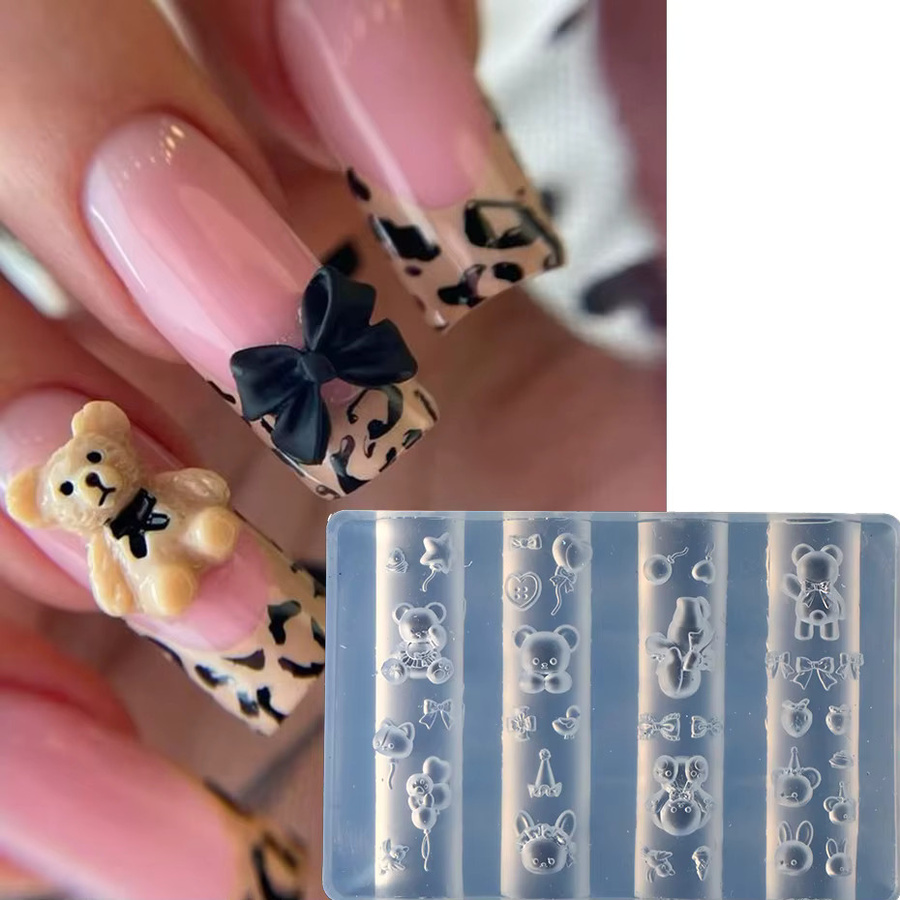 Mini-Bär Nagel-Silikonformen, Teddybär-Design für Nagelkunst - Bild 2