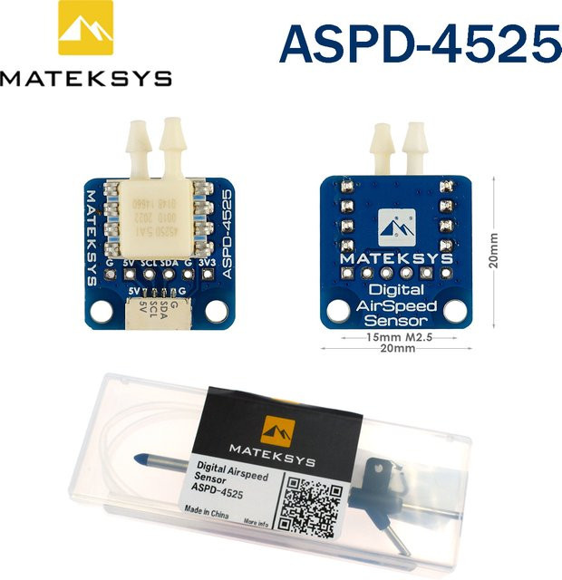 MATEK ASPD-4525 Digitaler Luftgeschwindigkeitssensor in Blau für F405 F411 F772 H743-Wing Flugsteuerungen, ArduPilot und INAV, DC 4~6V - Bild 1