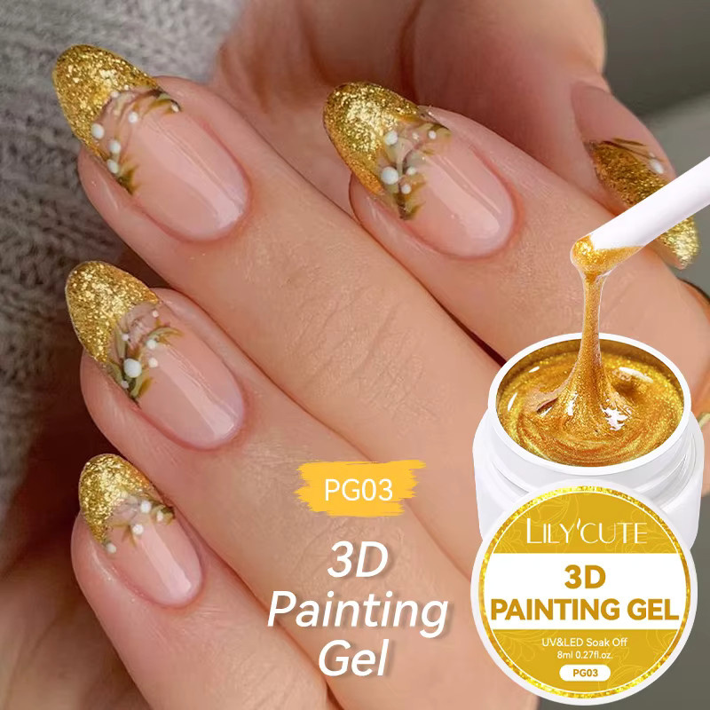 LILYCUTE Nagel Gel, 8 ml, Weiß Schwarz, 3D Malerei, Semi Permanent - Bild 5