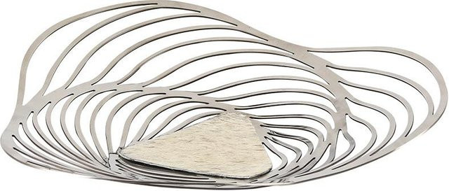 Modernes Metall-Tablett in Hausform als Deko-Obstplatte für Wohnzimmer und Büro, Weiß, B/T/H: 27,0 x 27,0 x 6,5 cm - Bild 1
