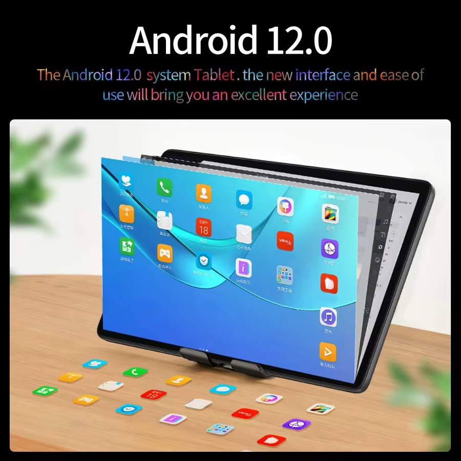 BDF Android 12 Tablet 10,1 Zoll mit 8 GB RAM und 256 GB ROM in Grau, HD Display, 4G LTE, WiFi, Bluetooth und GPS - Bild 2