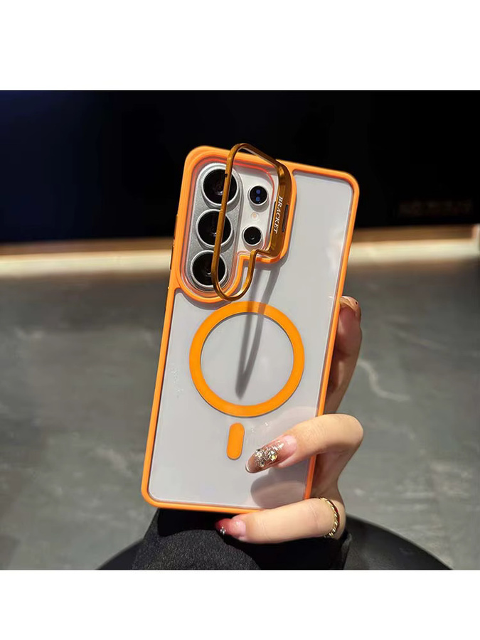 Transparente MagSafe Schutzhülle für Samsung Galaxy S26 S25 S24 S23 Ultra Plus FE mit versteckter Halterung und magnetischer kabelloser Ladefunktion in Grau - Bild 4