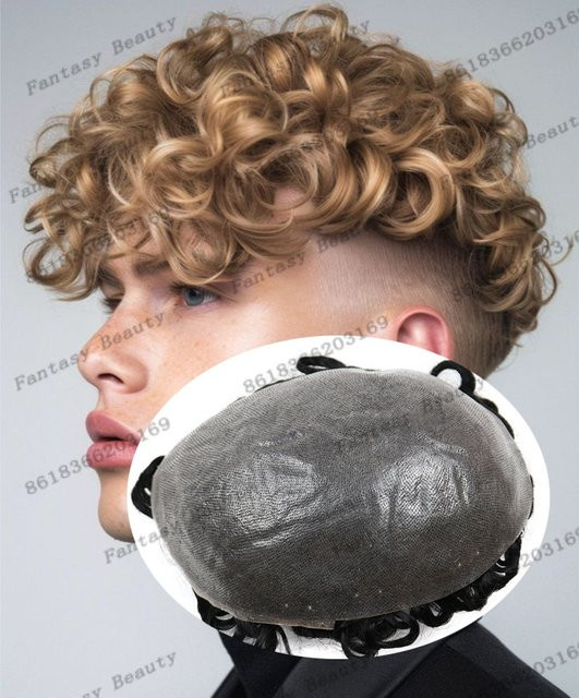 Fantasy Beauty Herren-Toupet, lockiges Echthaar, braun, 26 mm - Bild 1