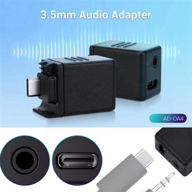 DJI Audio-Adapter für OSMO Action 4/5 Pro mit 3,5 mm Klinke und USB-C Ladeanschluss, Schwarz - Bild 1