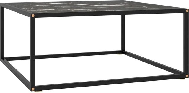 vidaXL Couchtisch in Schwarz mit Glas in Marmor-Optik, B/T/H: 80 x 80 x 35 cm - Bild 1