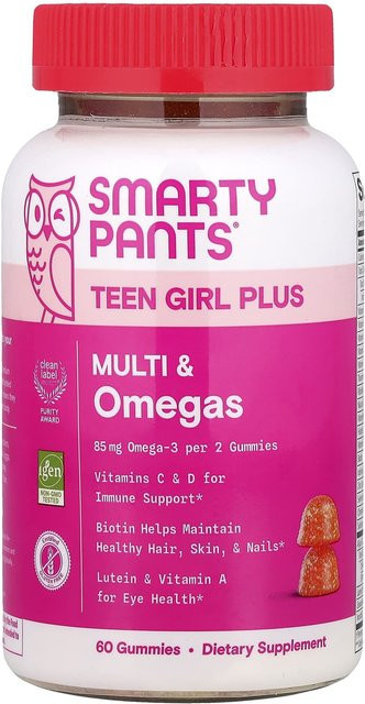 SmartyPants Teenager Mädchen Plus Multi & Omega Mango Orange Fruchtgummi 60 g - Bild 1