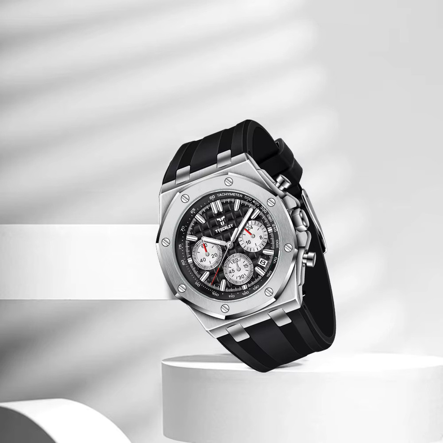 TYBERLEY Chronograph, Quarzuhr, Edelstahl, Weiß, Herren - Bild 3