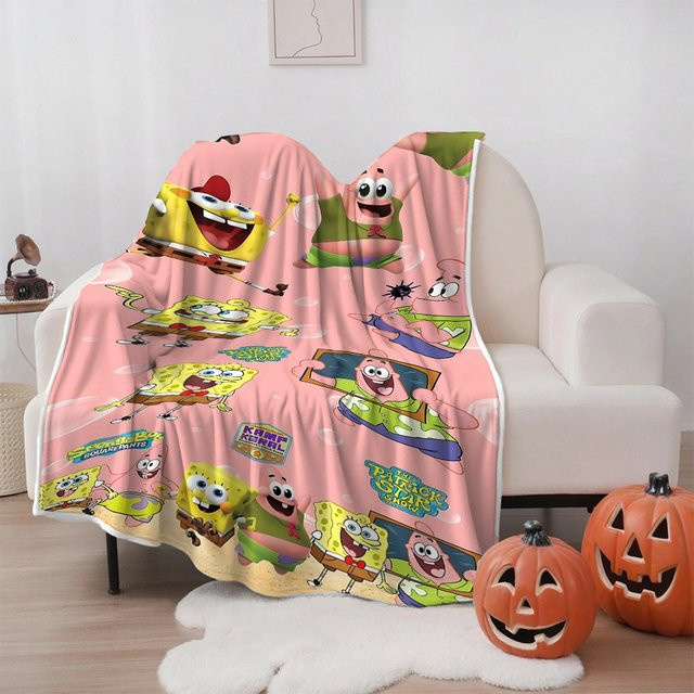 Potdemiel Spongebob Überwurfdecke für Erwachsene in Pink als Weihnachtsdecke für Sofa und Camping - Bild 1