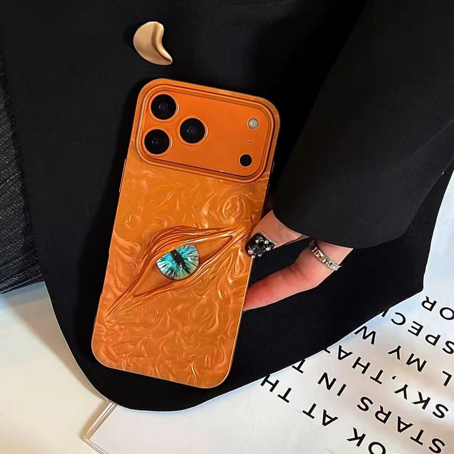 DecoPhone Personalisierte Mattierte Plissierte Handyhülle für iPhone 15 16 17 Pro Max Air 11 12 13 Plus in Orange - Bild 3