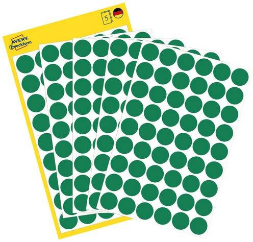 Avery Zweckform 3143 Markierungspunkte Etiketten in Grün, Ø 12 mm, 270 Stück, permanent haftend aus Papier - Bild 1