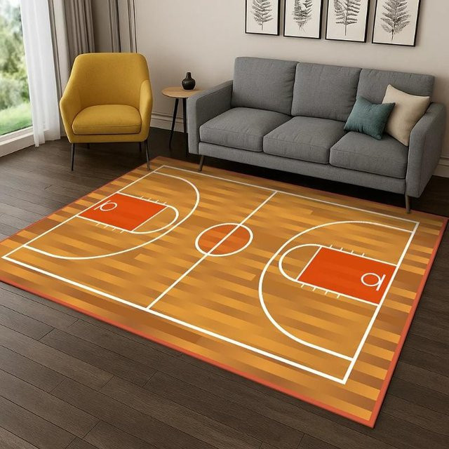 Lodestar Basketballplatz Sport Teppich für Kinderzimmer und Wohnzimmer, Rutschfest und Waschbar, B/T: 120 x 80 cm - Bild 1