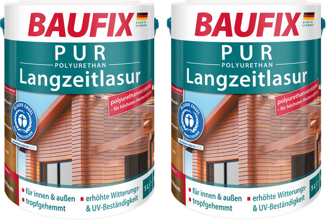 Baufix PUR-Langzeitlasur für Holz, braun, seidenmatt, 2 x 5 Liter - Bild 3