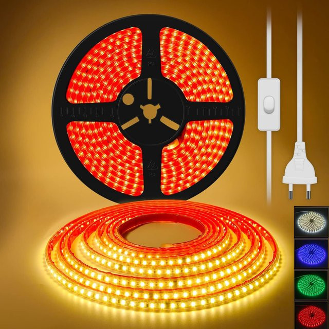 WAAJEA LED-Unterbauleuchtenstreifen mit Klebstoff, IP65 wasserdicht, SMD2835, 220V, weißes Lichtband für Küche und Möbel - Bild 1