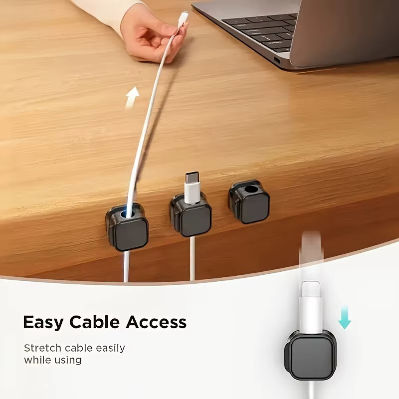 6 Stück magnetische Kabelklemmen als verstellbare Ladekabel-Aufbewahrungsclips in Schwarz und Weiß für Büro, Schreibtisch, Auto und Zuhause - Bild 6