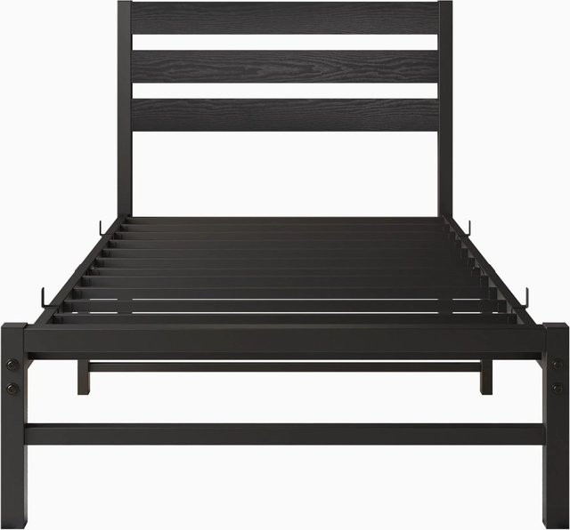 okwish Metallbett mit Lattenrost in Schwarz, modernes Einzelbett für das Schlafzimmer, B/T/H: 91 x 90 x 206 cm - Bild 1