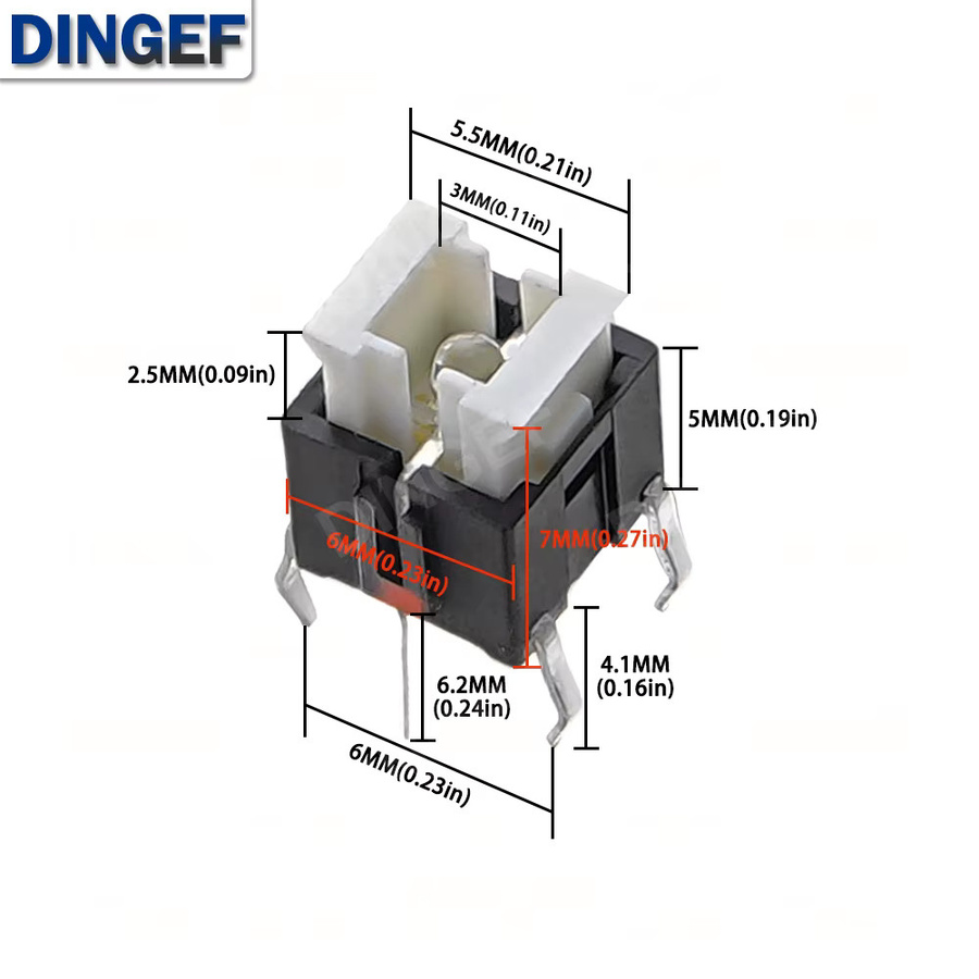 DNIGEF Taktile Mikroschalter mit LED Set, 10 Stück, H x B x T: 7 x 6 x 6 mm, verschiedene Farben - Bild 2