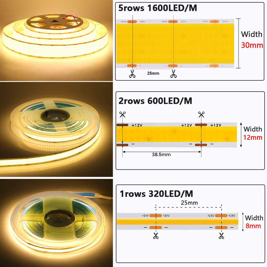 KISUFU COB-LED-Streifen als lineare Lampe, superhelles flexibles Band mit hoher LED-Dichte, Farbe: Weiß - Bild 2