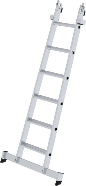 PROREGAL Stufen-Glasreinigerleiter Unterteil mit Traverse, 6 Stufen, Silber - Bild 1