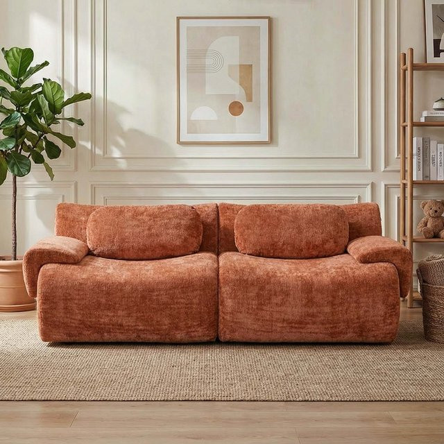 WELAX Cloud Loveseat Modulares Ecksofa in Orange, 2-Sitzer mit Memory-Schaum und Chenille-Bezug, Breite: 184 cm - Bild 1