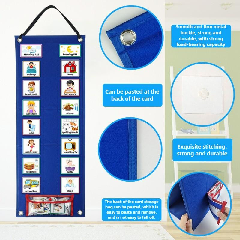 Yiran bag Visueller Zeitplan Tagesablauf-Diagramm mit 70 Karten Kalender Tasche Lernwerkzeug - Bild 4
